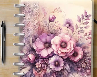 Lavender Bouquet #2 - Happy Planner Custom Laminated Cover - Classic Size - Reversible