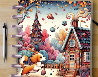 Whimsical Pups #4 - Happy Planner Custom Laminated Cover - BIG & Classic, Mini Sizes - Reversible
