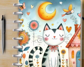 Whimsical Kittens #1 - Happy Planner Custom Laminated Cover - Classic & Mini sizes - Reversible