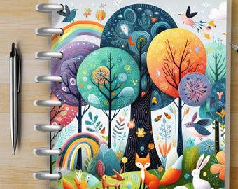 Whimsical Forest #2 - Happy Planner Custom Laminated Cover - Classic, BIG & Mini and Erin Condren 7x9 Sizes - Reversible