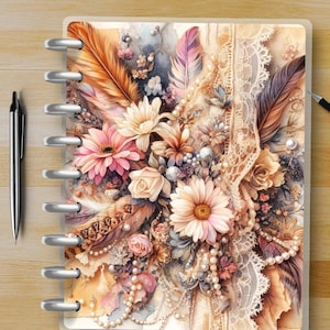 Bohemian Medley #2 - Happy Planner Custom Laminated Cover - BIG, Classic & Mini, Erin Condren 7x9 Sizes - Reversible