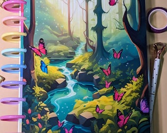 Butterfly Forest #1 - Happy Planner Custom Laminated Cover - Classic Size - Reversible