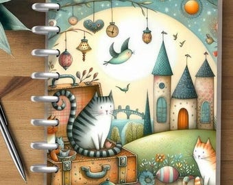 Whimsical Kittens #3 - Happy Planner Custom Laminated Cover - Classic & Mini Sizes - Reversible