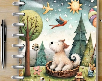 Whimsical Pups #1 - Happy Planner Custom Laminated Cover - BIG and Classic Sizes - Reversible