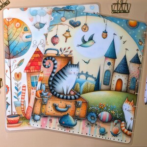 Whimsical Kittens #3 - Happy Planner Custom Laminated Cover - Classic & Mini Sizes - Reversible