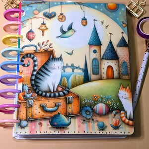 Whimsical Kittens #3 - Happy Planner Custom Laminated Cover - Classic & Mini Sizes - Reversible