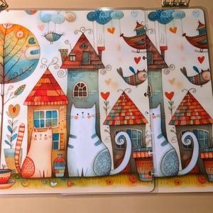 Whimsical Kittens #3 - Happy Planner Custom Laminated Cover - Classic & Mini Sizes - Reversible
