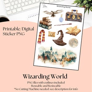 Printable Stickers- Wizarding World | Digital Download Stickers | Stickers for Planner | Journal Stickers | Wizard Clip Art