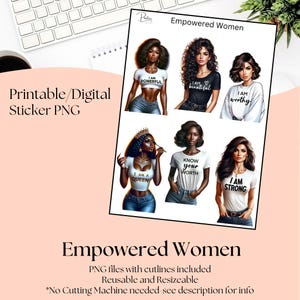 Druckbare Aufkleber - Empowered Women | Digital Download Aufkleber | Sticker für den Planer | Journal Aufkleber | Frauen Clip Art