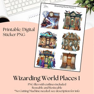 Printable Stickers- Wizarding World Places 1 | Digital Download Stickers | Stickers for Planner | Journal Stickers | Wizard Clip Art