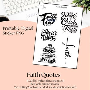 Pegatinas imprimibles: citas sobre la fe, pegatinas de descarga digital, pegatinas para planificadores, pegatinas para diarios, imágenes prediseñadas de la Biblia