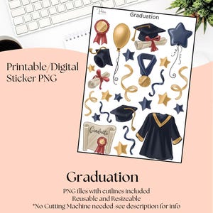 Pegatinas imprimibles de graduación / Pegatinas de descarga digital / Pegatinas para agenda / Pegatinas de diario / Clip art de graduación