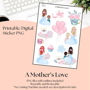 Stickers imprimables - L'amour d'une mère | Autocollants à téléchargement numérique | Stickers pour agenda | Stickers pour journaux | Clipart Fête des mères