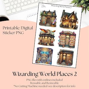 Printable Stickers- Wizarding Word Places 2 | Digital Download Stickers | Stickers for Planner | Journal Stickers | Wizard Clip Art