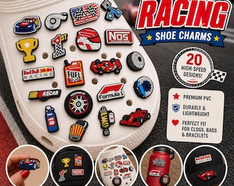 Racing Shoe Charms – Speed-Inspired Accessories for Clogs, Sandals, Sneakers, Bags and Bracelets with Holes