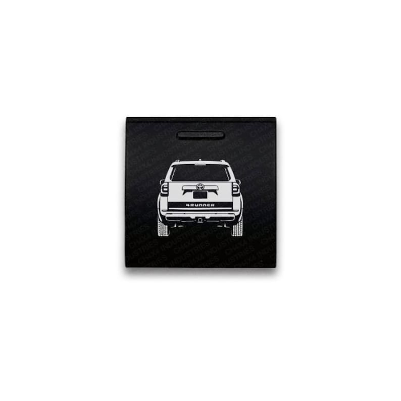 May include: A black square emblem featuring a white line art illustration of the rear view of a Toyota 4Runner SUV. The background is a repeating pattern of the text CHX4 INDUSTRIES. The vehicle graphic includes the Toyota logo and 4RUNNER text.