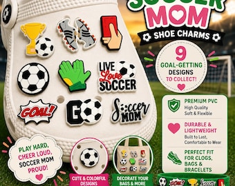 Soccer Mom Shoe Charms – Sporty & Heartfelt Accessories for Clogs, Sandals, Sneakers with Holes