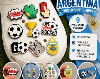 Argentina Soccer Team Shoe Charms – Albiceleste-Inspired Set for Clogs, Sandals & Sneakers with Holes