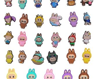 Adornos de conejito travieso para zuecos, sandalias, zapatillas deportivas, bolsos y pulseras con agujeros / Caras llamativas y coloridas