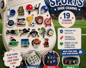 Sports Shoe Charms for Clogs, Sandals & Sneakers | All-Star Set for Active Lifestyles