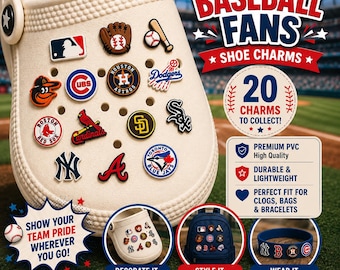 Baseball Fan Shoe Charms Sports Team Accessories for Clogs Sandals Sneakers Bags