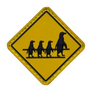 3D PVC Hook and Loop Patches – Penguin Crossing Sign