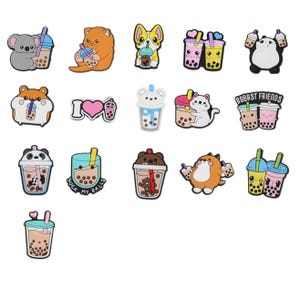 Ciondoli per scarpe Boba Tea – Accessori per bevande carini e colorati per gli amanti del kawaii, per zoccoli, sandali, scarpe da ginnastica, borse e braccialetti con fori