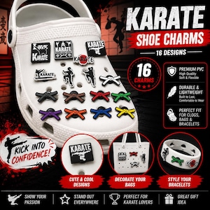 Karate Shoe Charms – Martial Arts Accessories for Clogs, Sandals, Sneakers, Bags and Bracelets with Holes
