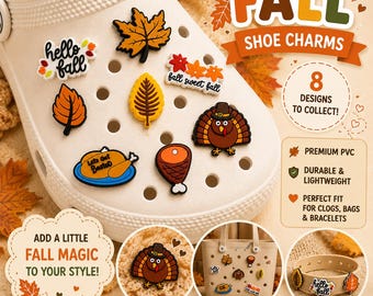 Herfstschoenbedels – herfstbladeren en Thanksgiving-bedels voor klompen, sandalen en sneakers met gaten