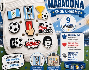 Maradona Shoe Charms – Argentina Football PVC Accessories (9 Designs)