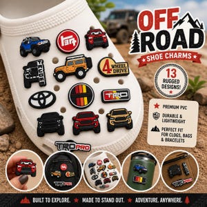 Off-Road Shoe Charms – 4x4 Adventure Charm for Clogs, Sandals and Sneakers – 4WD Trail-Ready Gift - For Toyota Enthusiasts