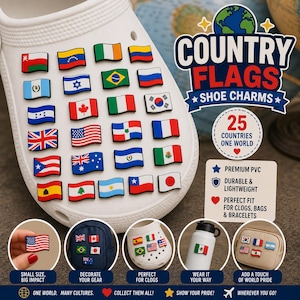 Country Flag Shoe Charms for Clogs – National Flags for Global Style & Cultural Pride