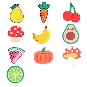 Fruit Vegetable Shoe Charms – Kawaii Banana, Avocado, Carrot, Mushroom and More for Clogs, Sandals and Sneakers with Holes