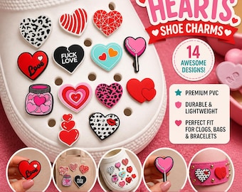 Heart Shoe Charms – Valentine's Day PVC Clog Decorations
