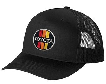 Gorra Trucker de cinco paneles con cierre trasero vintage de 3 rayas para entusiastas de Toyota