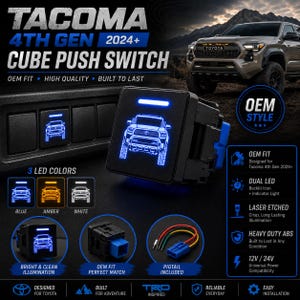 Cube Push Switch Compatible with Toyota Tacoma 2024+ | OEM Style 12V Dash Control