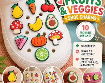 Ciondoli per scarpe a forma di frutta e verdura in stile Kawaii – Decorazione per zoccoli e sandali
