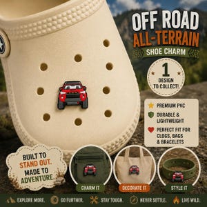 Off Road All-Terrain Vehicle Red 4 Runner Soft PVC Shoe Charms for Toyota Enthusiasts