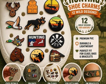 Jachtschoenhangers – Outdoorgeweer Eend Hertenhond PVC-bedels voor klompen en sandalen