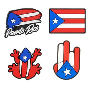 Puerto Rico Shoe Charms – Patriotic Accessories with Coquí, Flag, Island Pride for Clogs, Sandals, Sneakers, Bags & Bracelets with holes