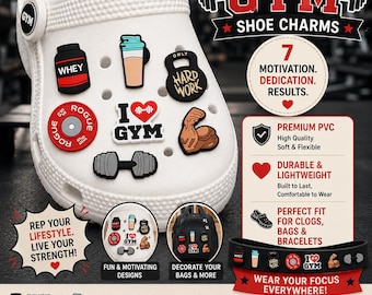Gym Shoe Charms – PVC Fitness Accessories for Clogs, Sneakers