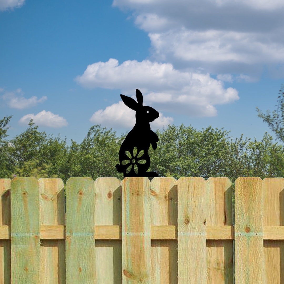 Bunny Fence Peeker - Outdoor Patio Garden Design Fence Ornament - Etsy