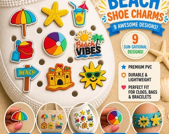 Summer Beach Shoe Charms – Tropical Clog, Sandal & Sneaker Decoration