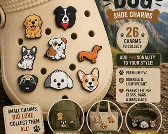 Dog Shoe Charms – Unique Puppy Charms for Foam Clogs, Sandals & Cute Dog Lover Gifts