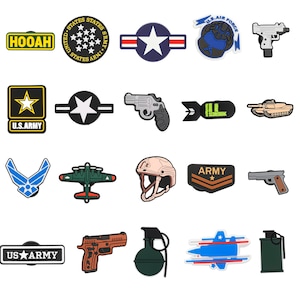 Military Shoe Charms – Patriotic & Tactical Accessories for Clogs, Sandals, Sneakers, Bags, Bracelets with holes