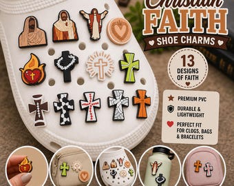 Christian Faith Shoe Charms – PVC Jesus & Cross Charms for Clogs, Sneakers, Bags and Bracelets