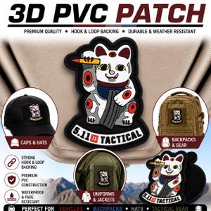 Parches de PVC 3D con velcro: estilo táctico Lucky Cat