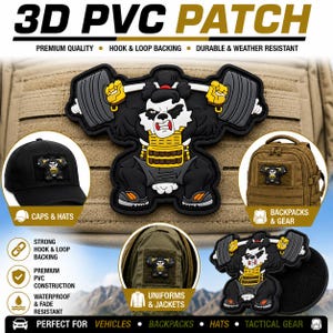 Toppe con gancio e passante in PVC 3D – Stile panda tattico