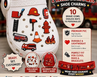 Adornos para zapatos de bombero – Decoraciones de PVC para zuecos de héroes de emergencia