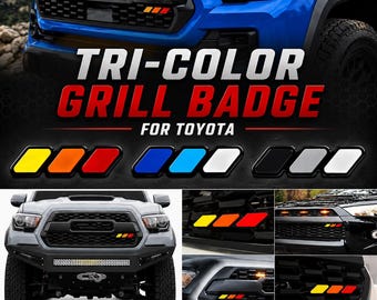 Trójkolorowy emblemat na osłonę chłodnicy dla modeli Toyota Tacoma, 4Runner, Tundra, Sequoia, Rav4, Highlander i Lexus
